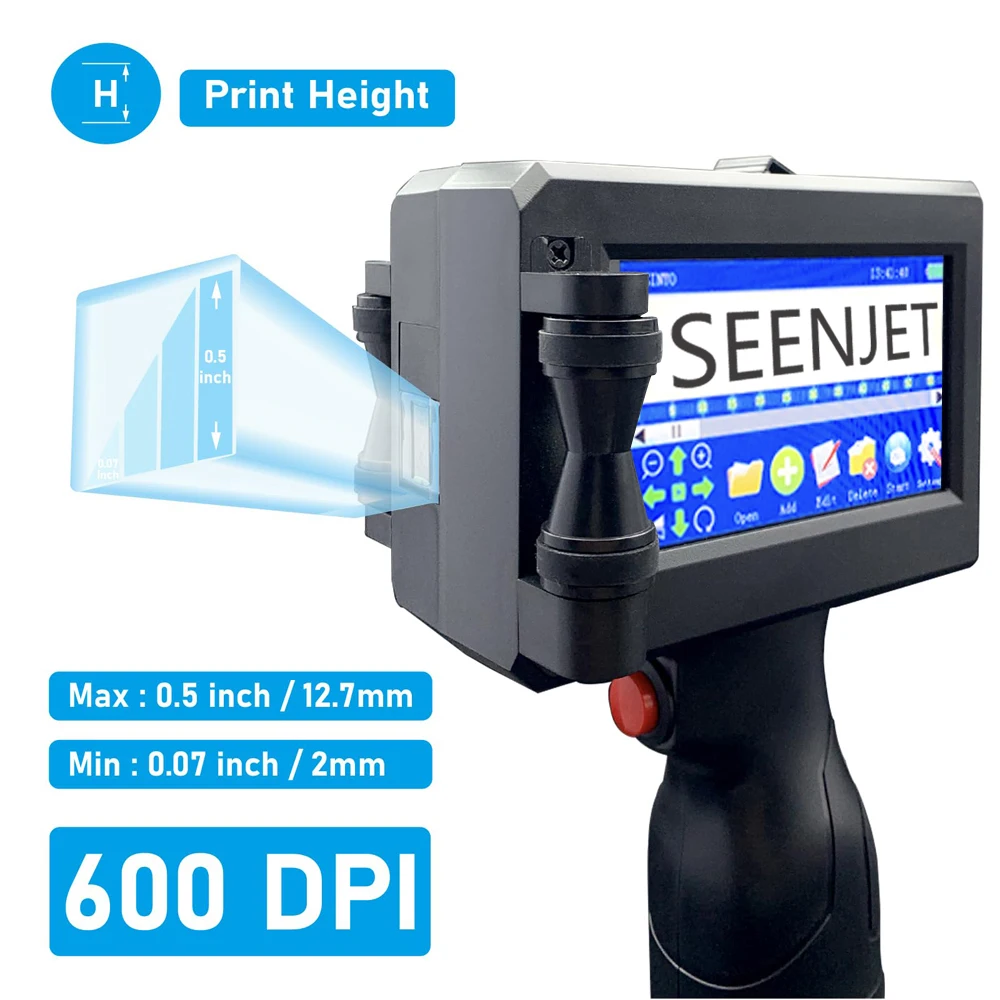 Handheld Inkjet Printer, Portable Coding Machine for Date Batch Number Logo Printing 5 Inch Screen