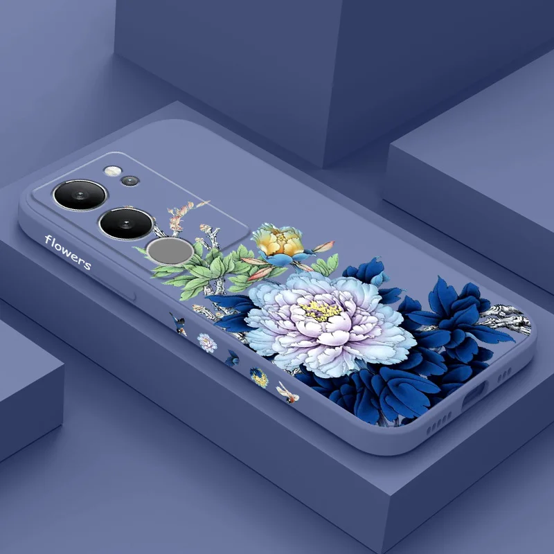 

Blue Blossom Phone Case For VIVO V29 V29E V27 V27E V25 V25E V23 V23E V21 V20 S1 Pro 4G 5G Silicone Cover