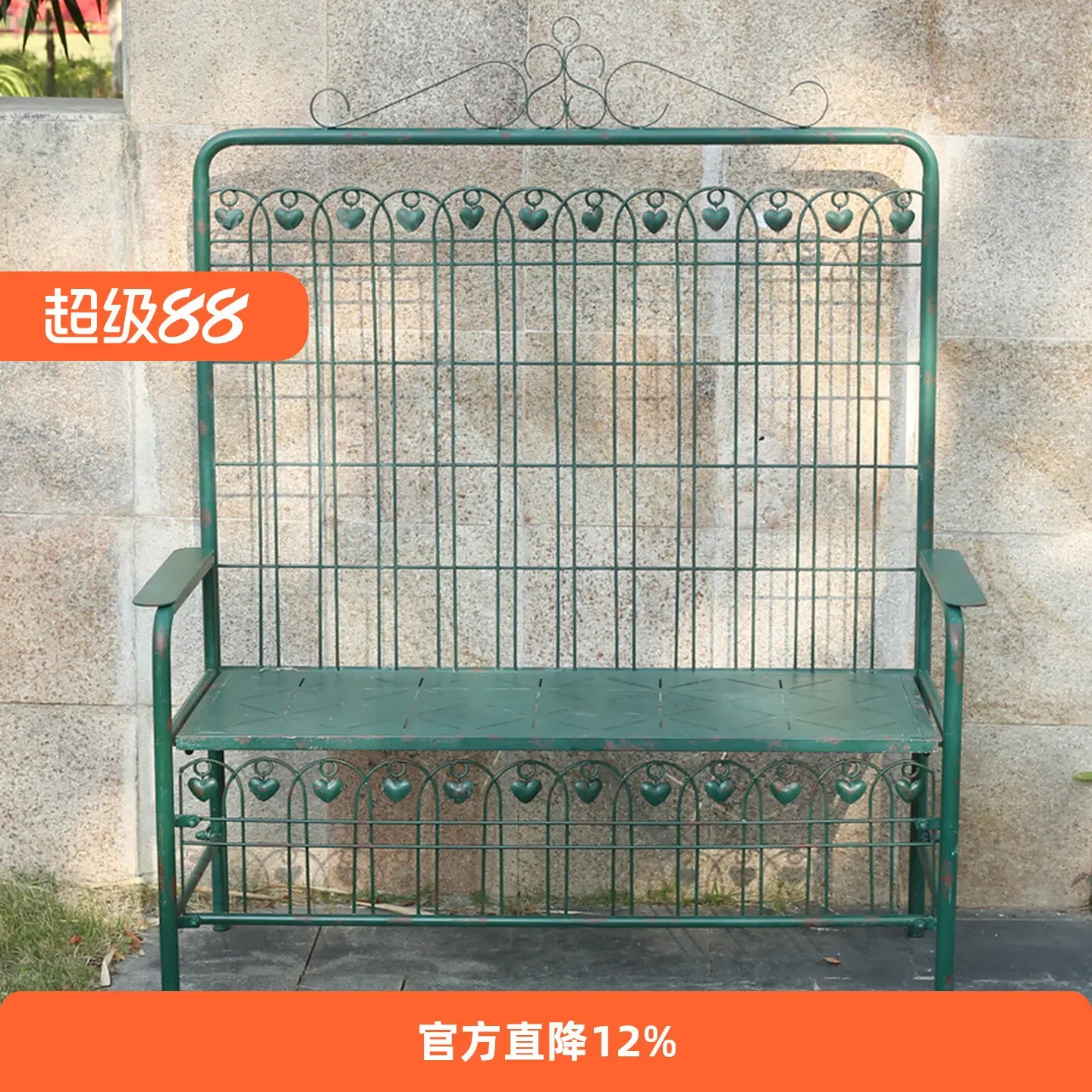 Outer single European old outdoor wrought iron garden chair outdoor garden courtyard B & B leisure back double seat