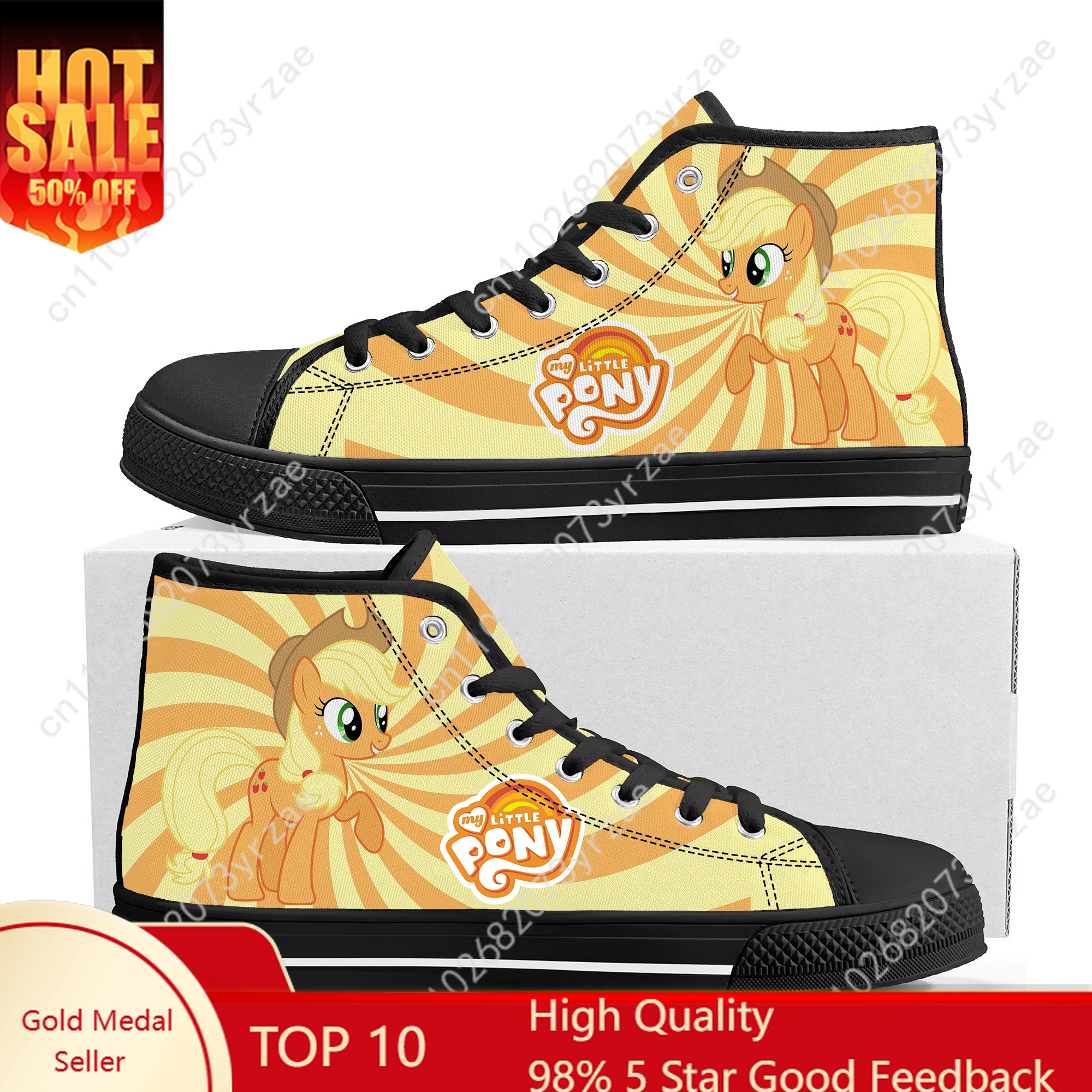 

Applejack High Top Shoes Man Woman Yellow Sneakers My Little Pony Friendship Is Magic Fashion Shoe Custom Footwear