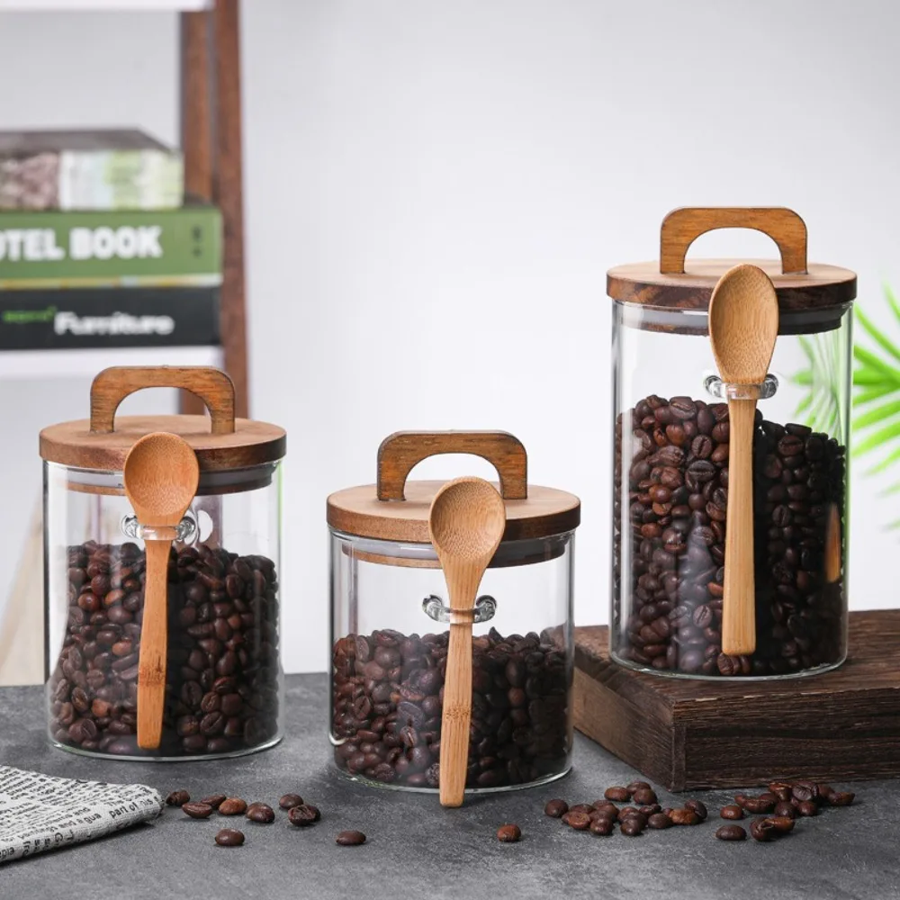 

Portable Multifunctional Coffee Tea Storage Bottle Kitchen Glass Sealed Jar Household Five Grains Storage Can Seasoning Bottle