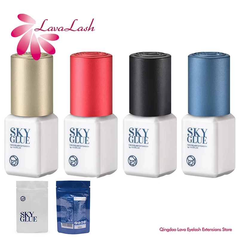 

1 Bottle SKY S+ Glue for Eyelash Extensions 5ml Korea SKY Red Blue Black Cap Cola 0.5s Fast Drying Lash Glue Original Supplies