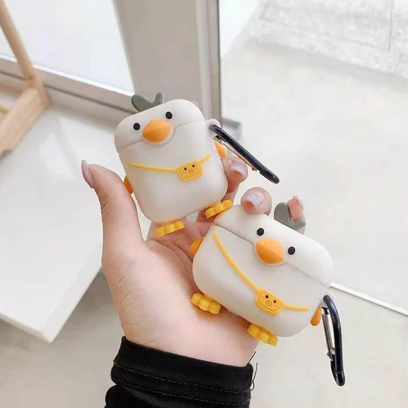 3D Backpack Duck Cartoon Earphone Case for AirPods 4  Wireless Earbuds Charging Cover for AirPods Pro 3 2 Earphone Accessories