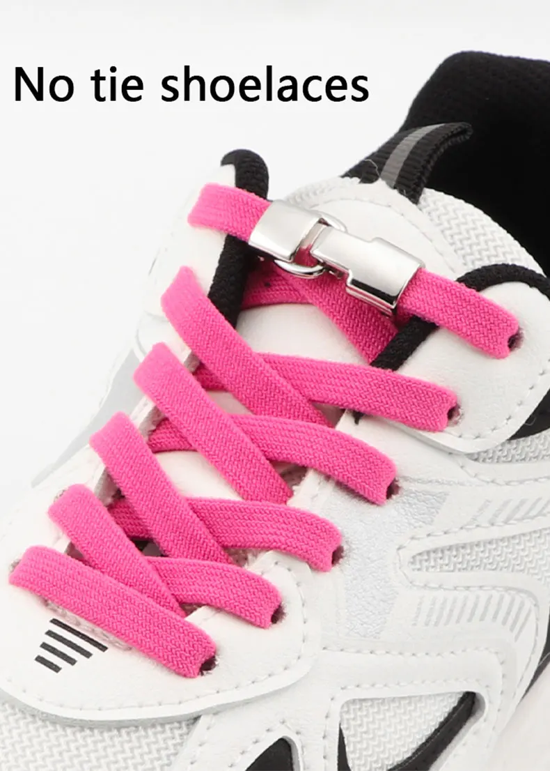Hook Lock Schnürsenkel ohne Binden, flache, strapazierfähige, elastische Schnürsenkel für Sneaker, Erwachsene, Kinder, Sport, Gummiband-Schnürsenkel, Schuhzubehör – Detail 1