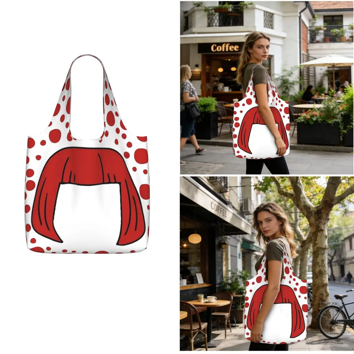 Yayoi Kusama Abstract Painting Shopping Tote Bag Canvas Large Capacity Shoulder Bags Shopper Grocery Handbag for Women