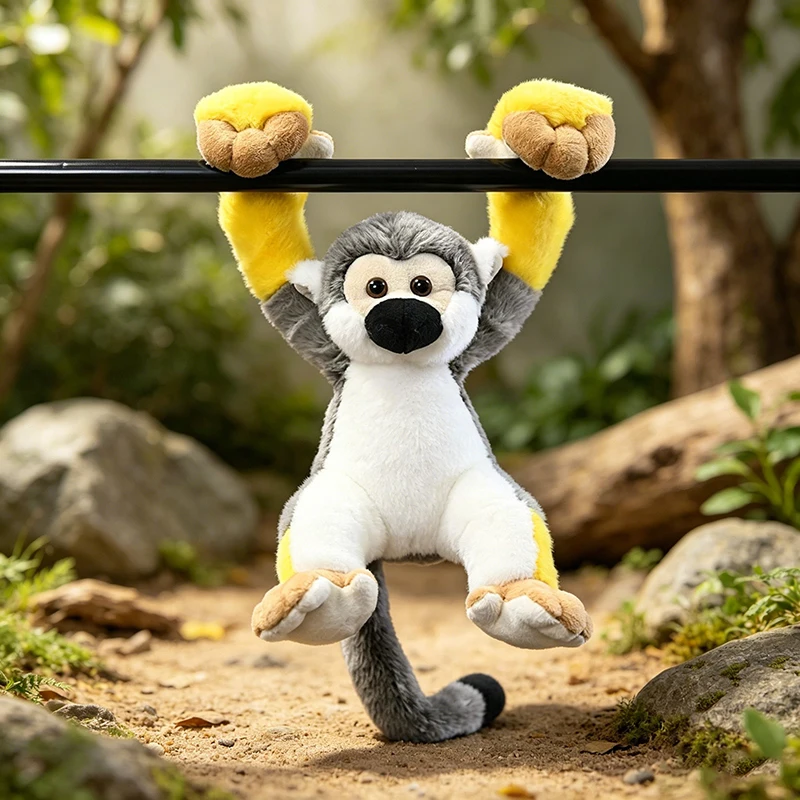 

Cute Saimiri Sciureus Plush Monkey Doll Soft Stuffed Animal Toy for Kids Birthday Simulation Gift