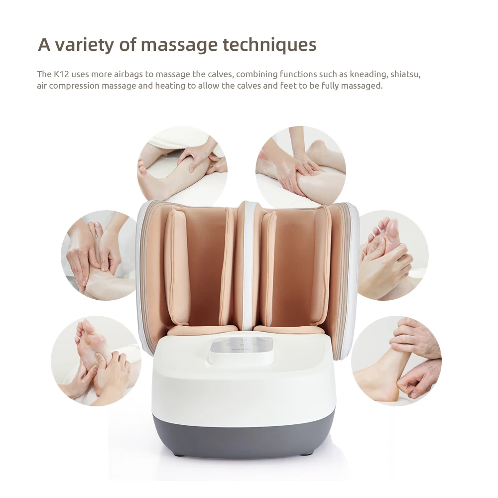 MARESE K12 Electric Leg and Foot Massager Machine Calf Air Massage Kneading Shiatsu Roller Massage with Heating Remote Control