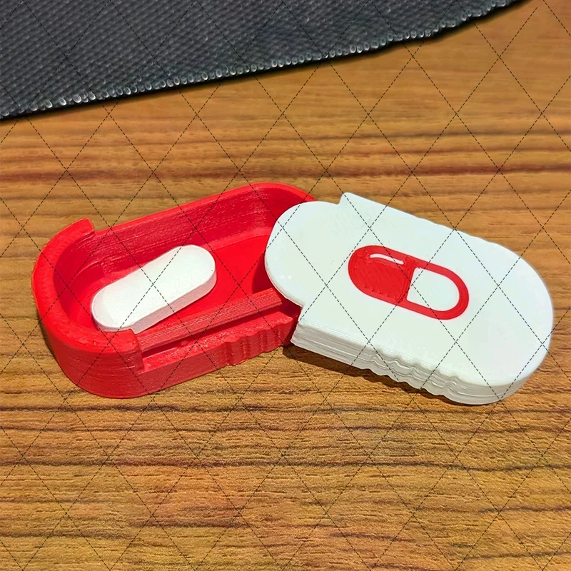 Mini Sliding Pill Box Keychain with Multiple Compartments Portable Travel Medication Organizer Compact Tablet Case for Daily Use