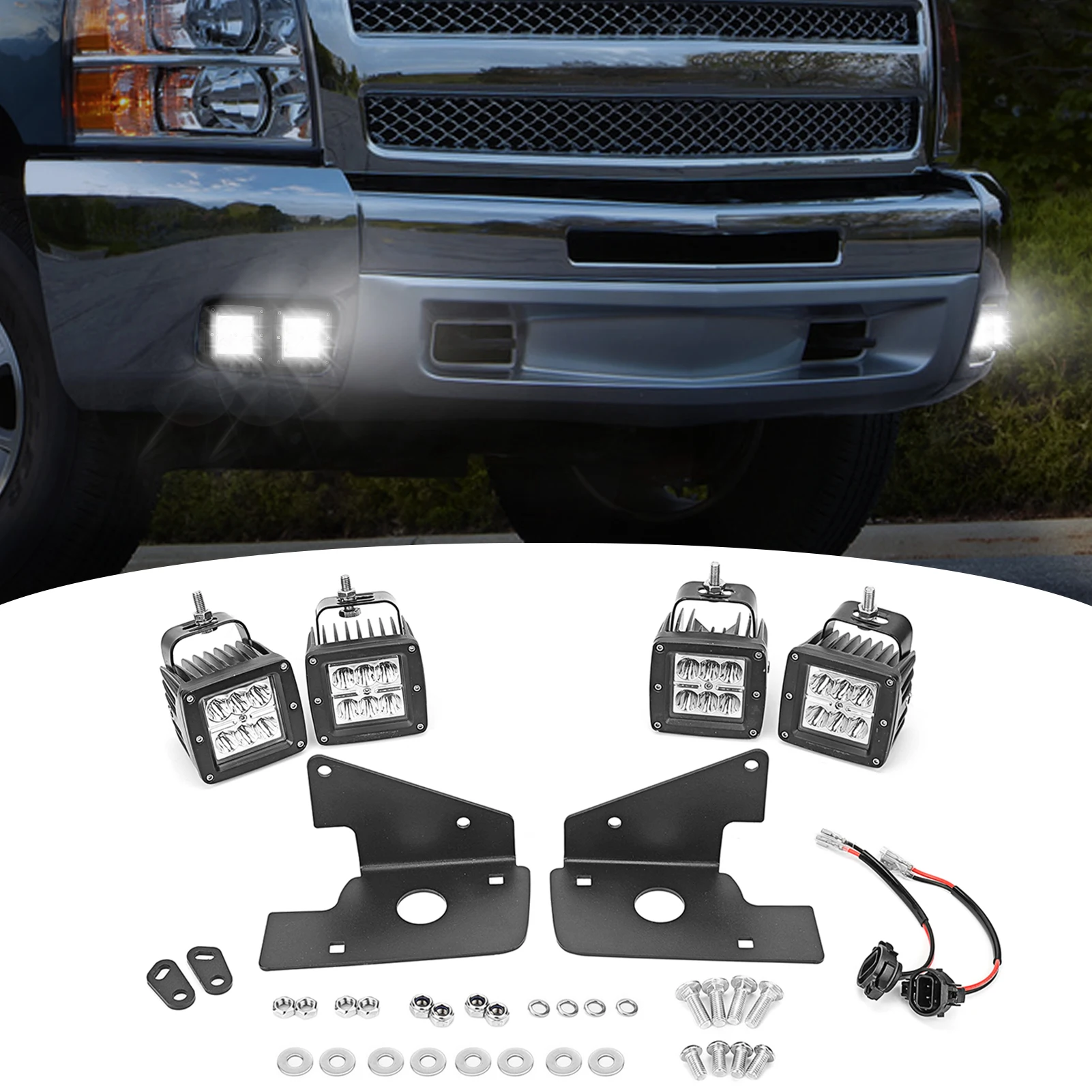 

Car Lower Bumper Hidden LED Fog Light Mounting Bracket For Chevrolet Silverado 1500/2500 HD/3500 HD&Chevy Silverado 2500/3500