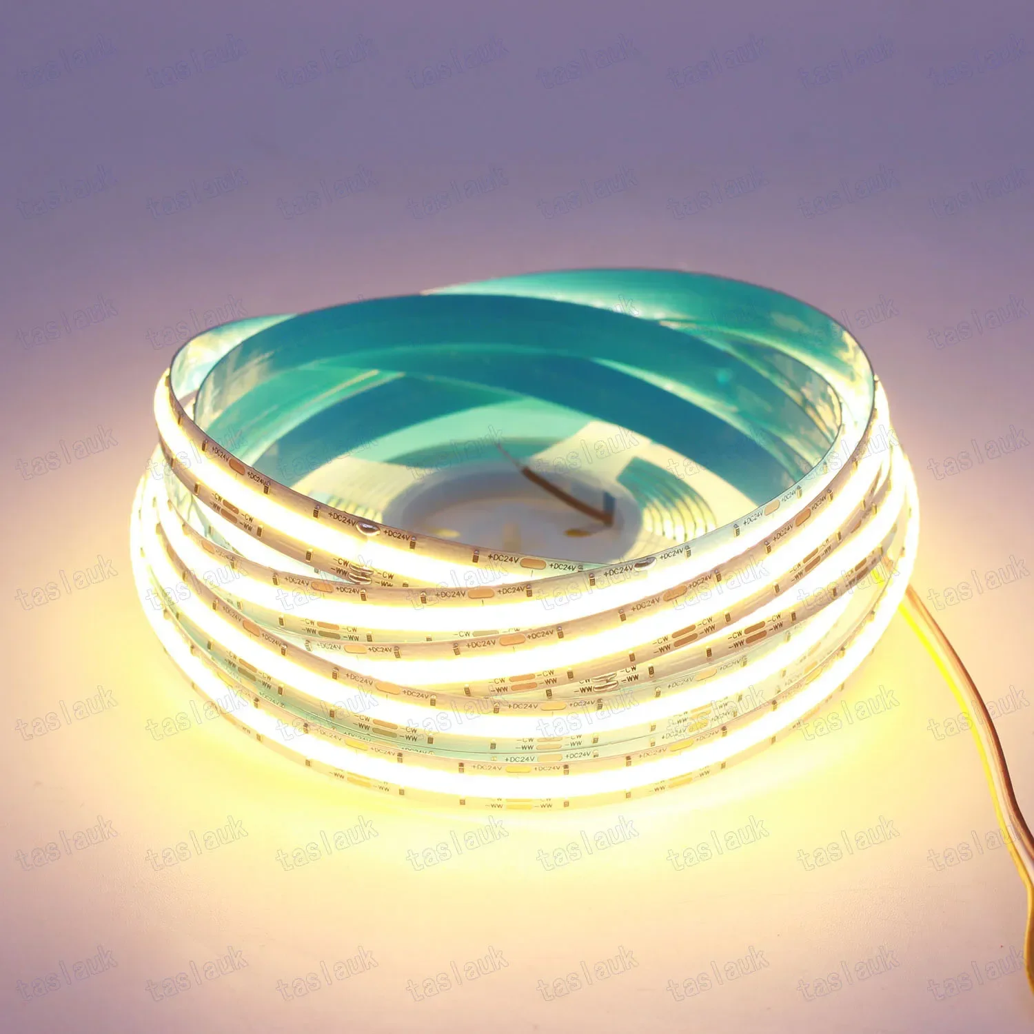 5 mm 2700 K – 6500 K, wechselbar, linear, dimmbar, CCT-COB-LED-Streifen, 608 LEDs/m, flexible Diodenbandlampe mit hoher Dichte, 5 m, 12 V, 24 V