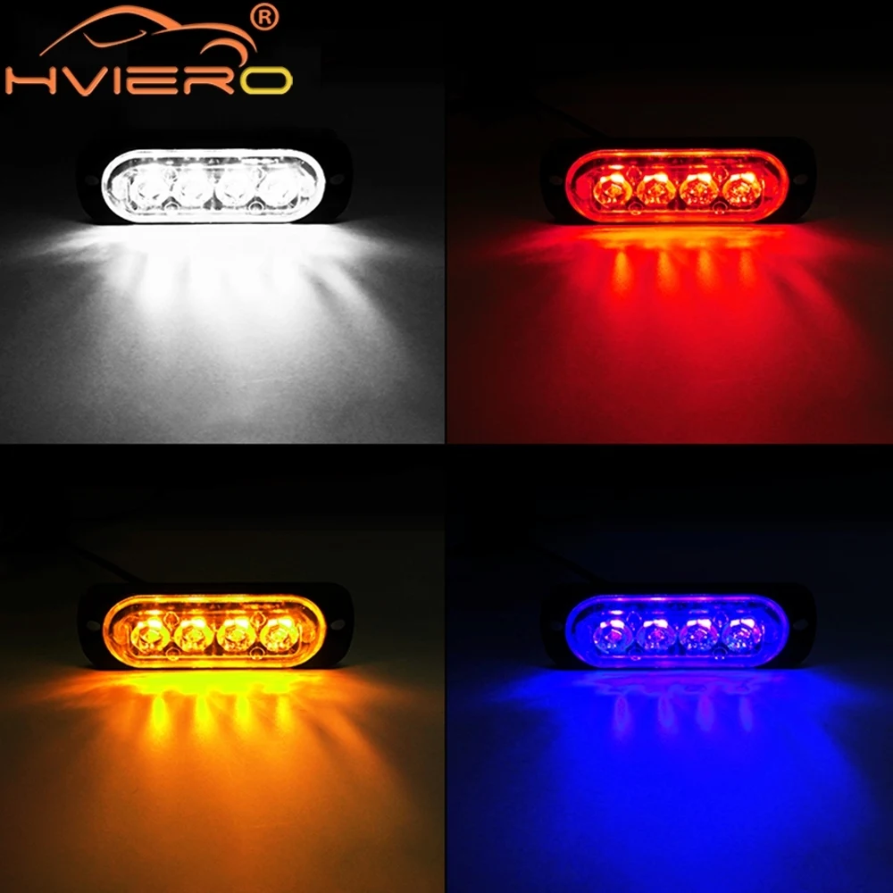 4in1 16led Emergency Strobe car Track Light Led Police Auto Position Lamp Blue Red White Day Warn Signal Flashing Beacon 12-24V