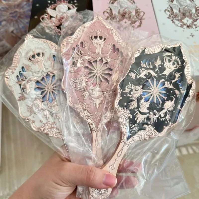 Flor sabe espelho série noite de verão pequeno anjo espelho morango cupido espelho portátil concha jóias mini espelhos