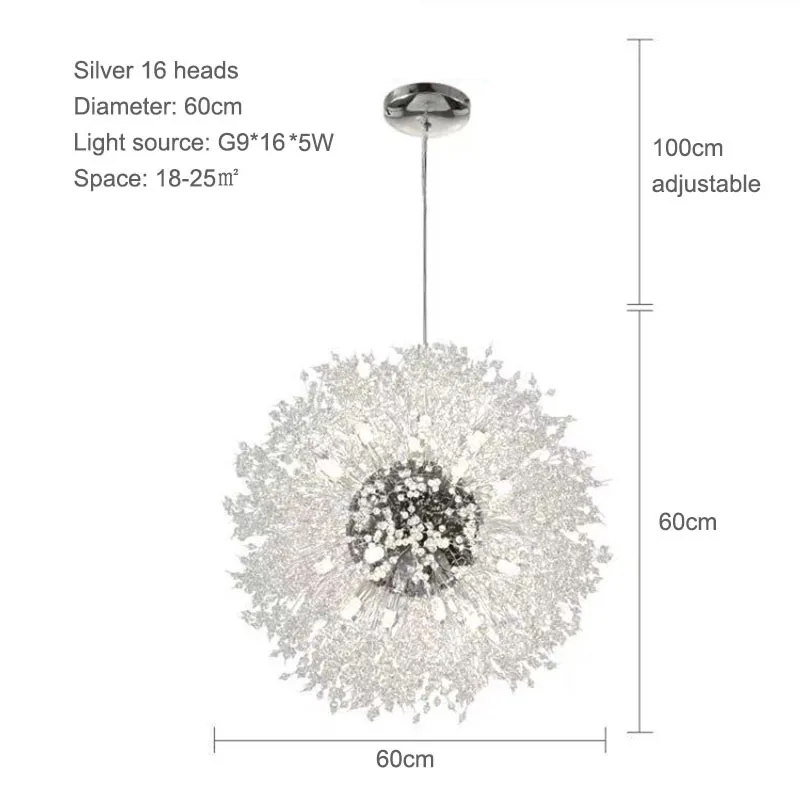 Nordic Kristallen Kroonluchter Moderne Paardebloem Kroonluchter Plafondlamp Woonkamer Slaapkamer Eetkamer Interieur Decoratieve Lamp