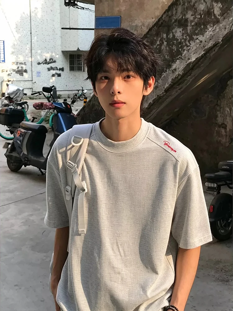 Cleanfit Casual Short Sleeve Men's T-shirt Half Sleeve Splice Leisure Comfortable Soft round Neck Regular Length Spring Summer
