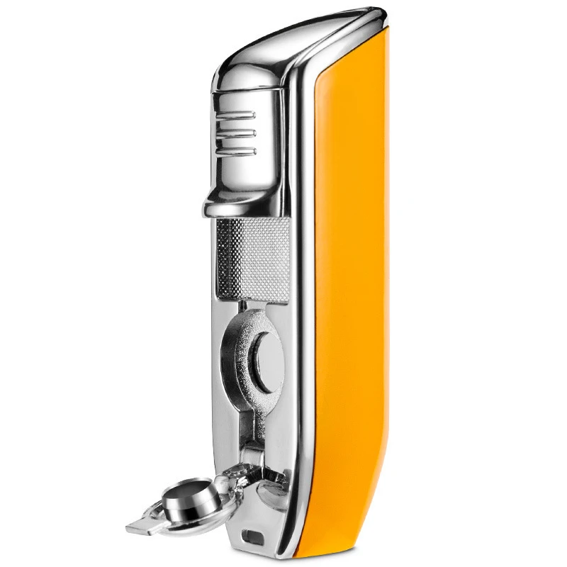 Powerful Cigar Lighter with Punch, Windproof 3 Jet Flame Torch Lighter, Refillable Butane Lighter for Cigar Enthusiasts No Box