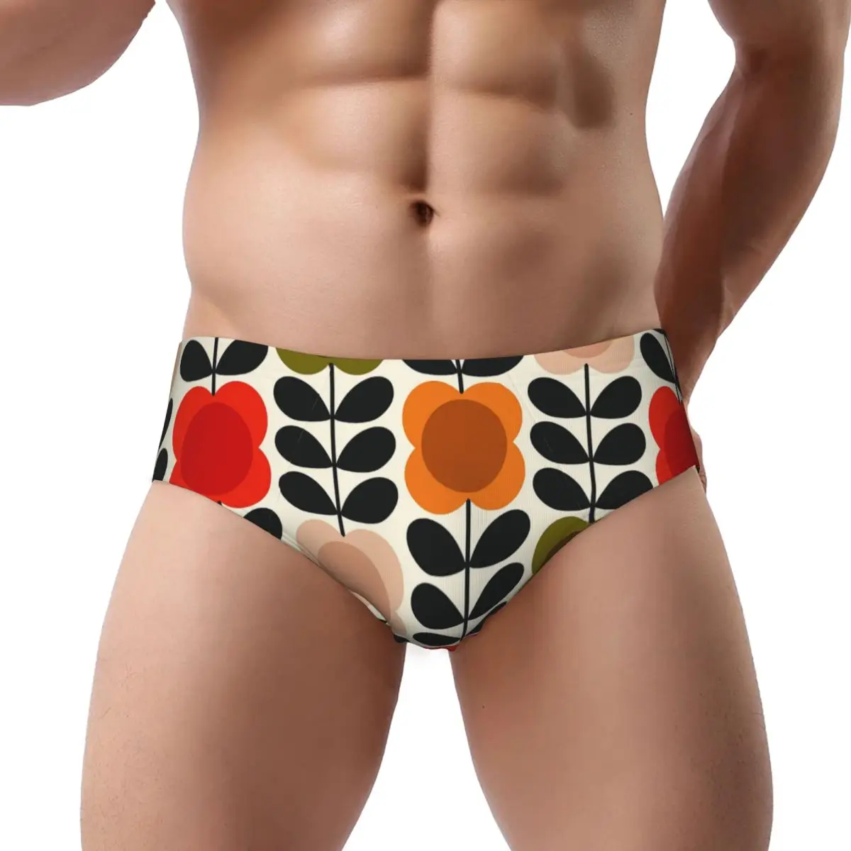 Custom Men Orla Kiely Flower Scandinavian Geometric Style Men Brief Panties Male Comfort Underwear Underpants