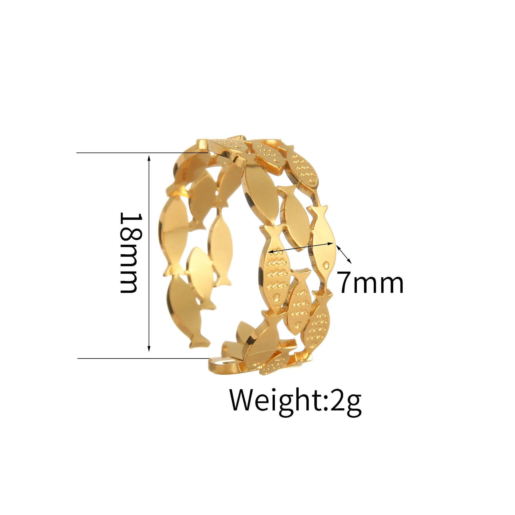 18K Gold Color Stainless Steel Smooth Fish Octopus Ring For Women Trendy Personal Wedding Couple Metal Open Rings Jeweliry Gifts