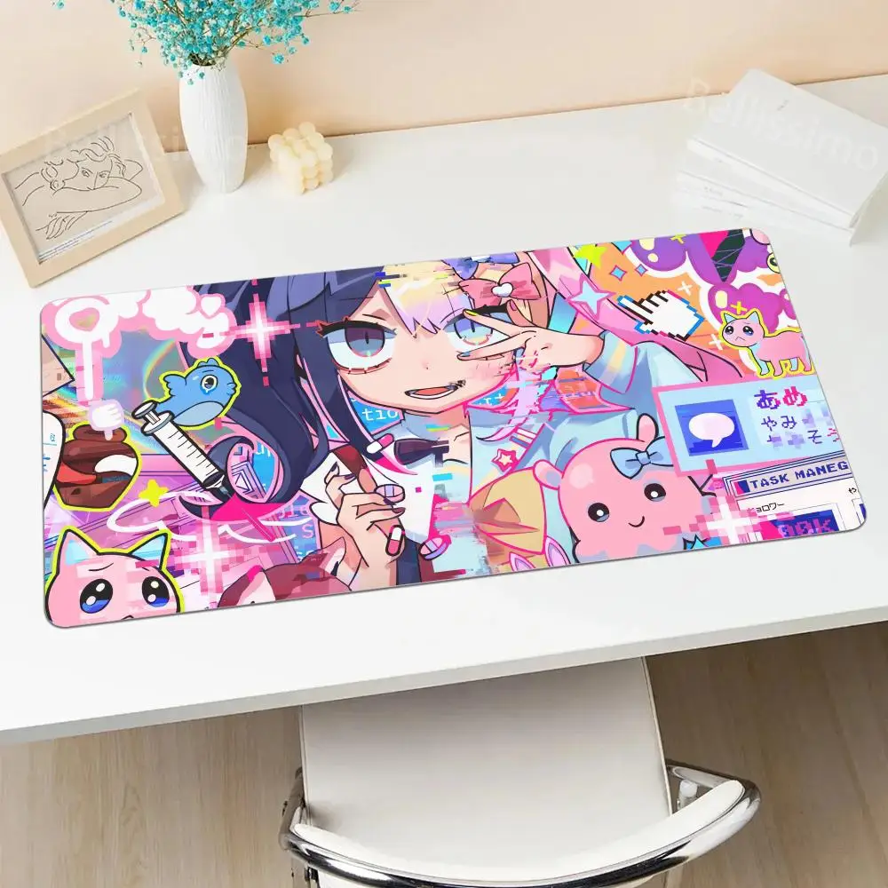 

N_needy G_girl O_overdose Mousepad Large Mouse Pad Art Kawaii Keyboard Mouse Mats Office Accessories Gamer Computer Deskpad