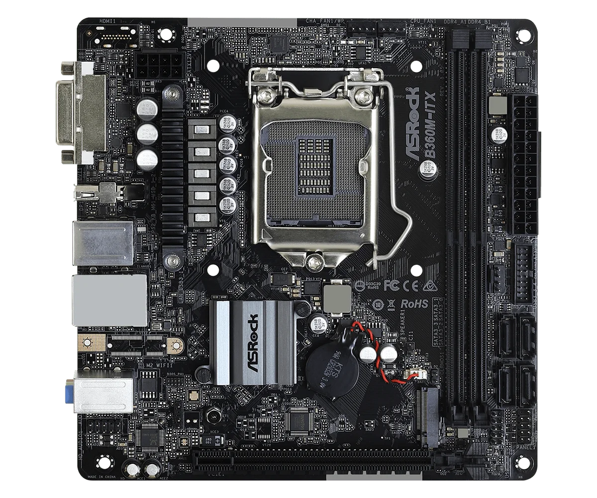 Imagem -02 - Placa-mãe Asrock B360m-itx Mini-itx Intel B360 Ddr4 Lga 1151 Suporta Cpu I7-9700kf I5-9600 I58400 I39100 I9-9900k