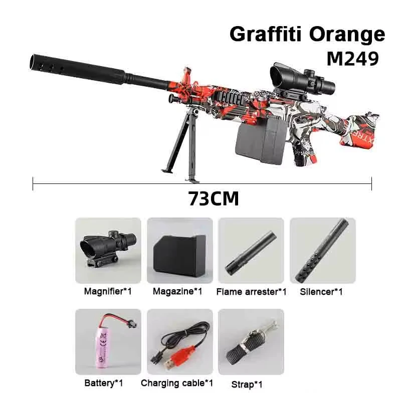 M249 Große Ananas Vollautomatische Elektrische Platzen Kristall Kugel Pistole Angriffs Pistole Simulation Gewehr Essen Huhn Für Kinder