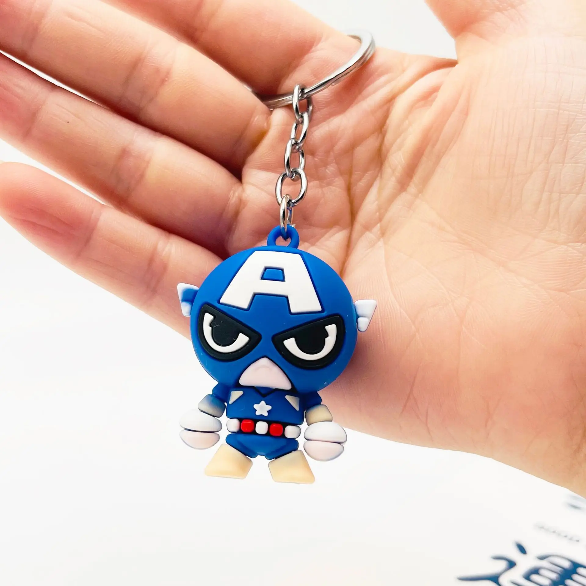 Disney Marvel Keychain Cartoon Action Anime Figures Captain America Thor Iron Man Backpack Keyring Pendant Ornaments Cute Gifts