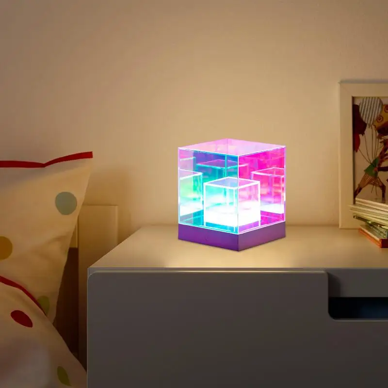 Infinity Light USB Powered USB Light Table Lights Desk Lamp Table Lamp Color Changing Ambient Lighting Cube Pyramid Desk Decor