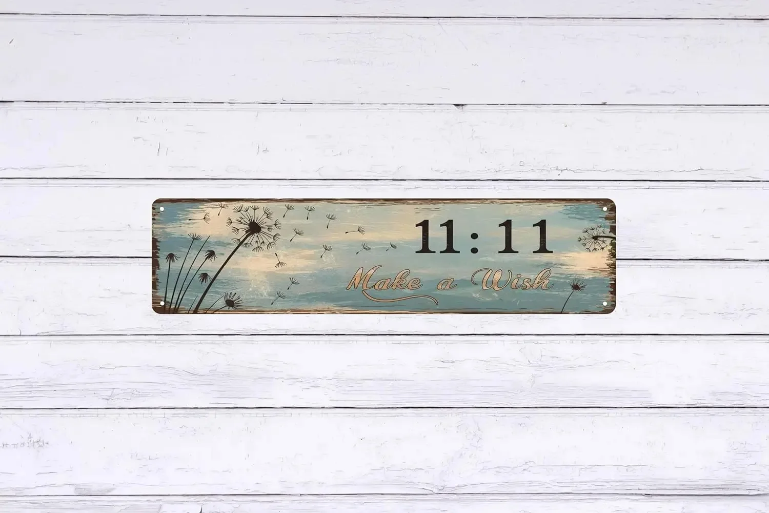 Custom Rustic Dandelion Metal Sign, Personalized Pastel Blue Wall Decor (Only Decoration)