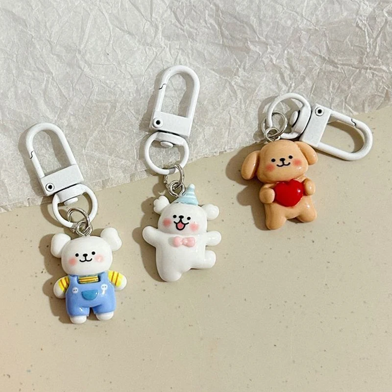 Cartoon Cute Puppy Keychain Cute Butterfly Knot Love Overalls Cherry Skirt Dog Keyring Pendant Backpack Charms Car Bag Gifts