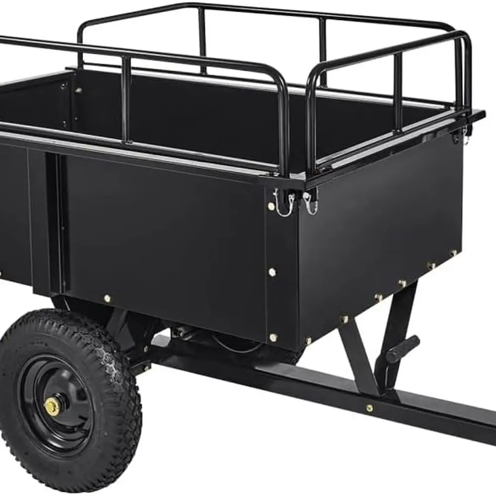 

Сверхпрочная стальная тележка-самосвал грузоподъемностью 340 кг, садовый прицеп объемом 425 литров, со съемными бортами, для квадроциклов, мотовездеходов, газонокосилок, тракторов