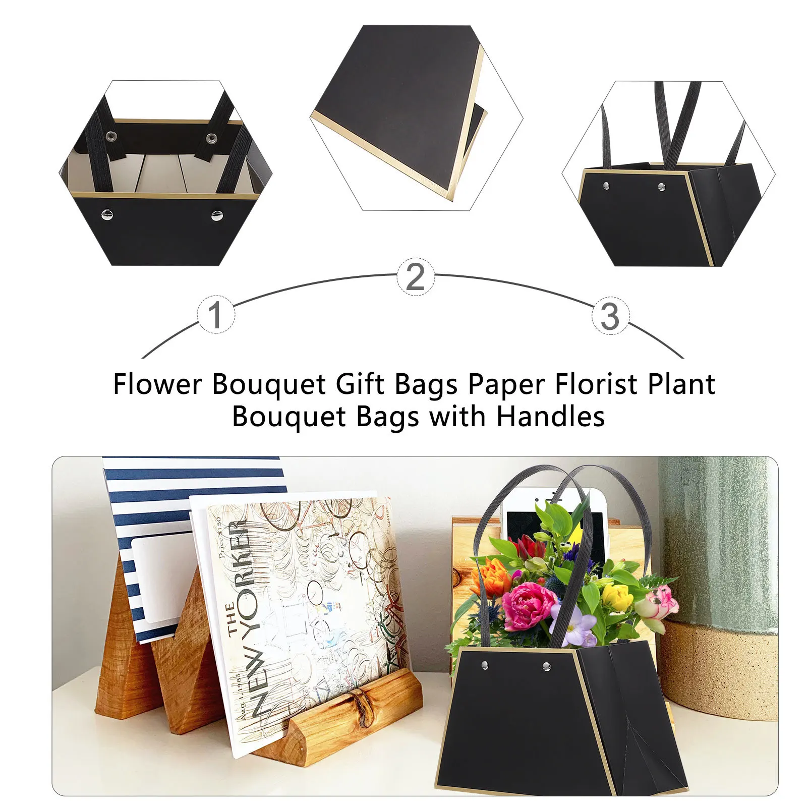 

4pcs Flower Gift Bags Paper Bouquet Packaging Foldable Plant Pouch For Wedding Home Florist Decor Party Supplies