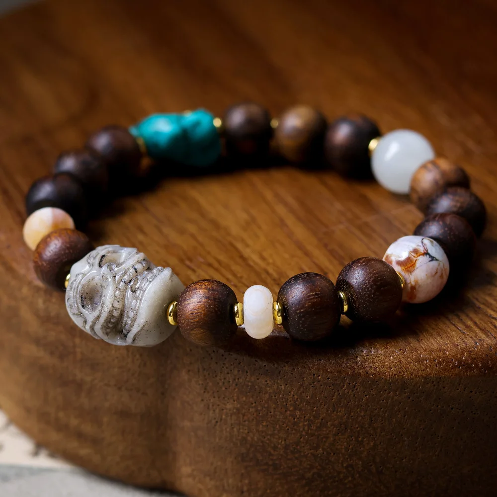 

Huang Qinan's agalwood bracelet, a cultural artifact, imitation turquoise agate bracelet for good luck, designed byAh Dai