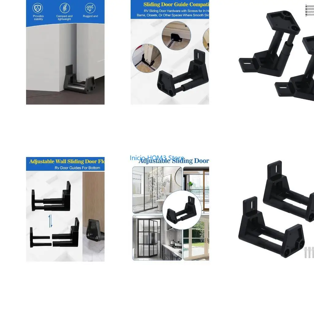 A5YD Pack Of 2 Adjustable Sliding Door Floor Guides for Barn Closet Stability