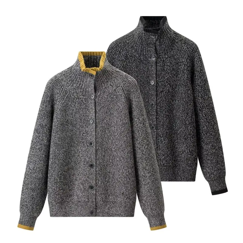 

Women's Dark Color Turtleneck Cardigan Single Button Knit Sweater Casual Daily Long Sleeve Top Autumn Winter