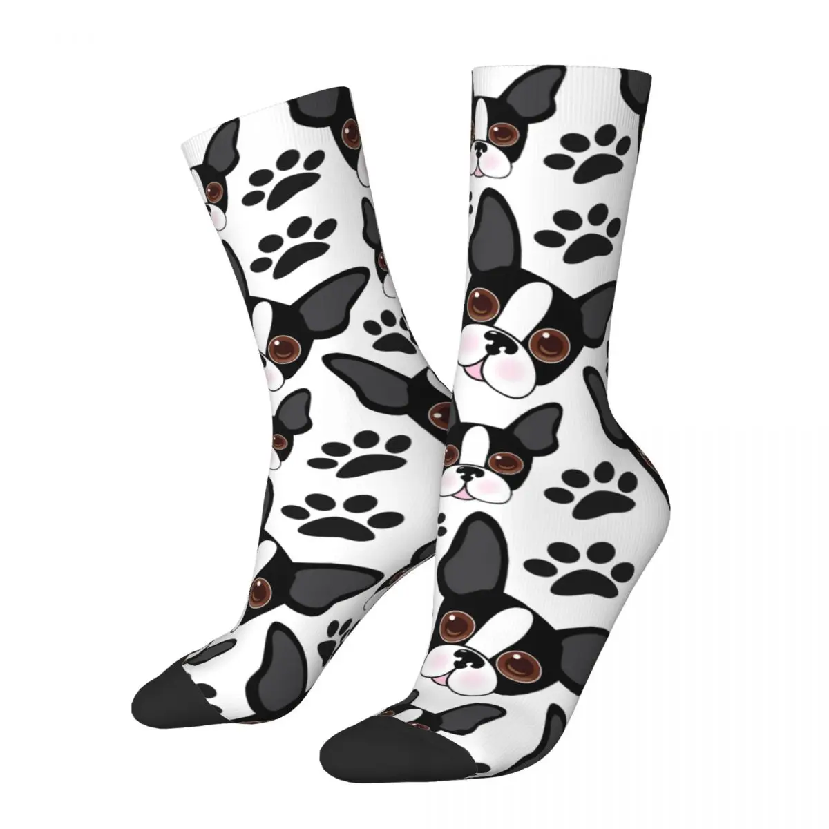 All American Boston Terrier Pet Puppy Dog Socks Men's Women's Socks High Quality Spring Autumn Winter Middle Tube Stockings Gift