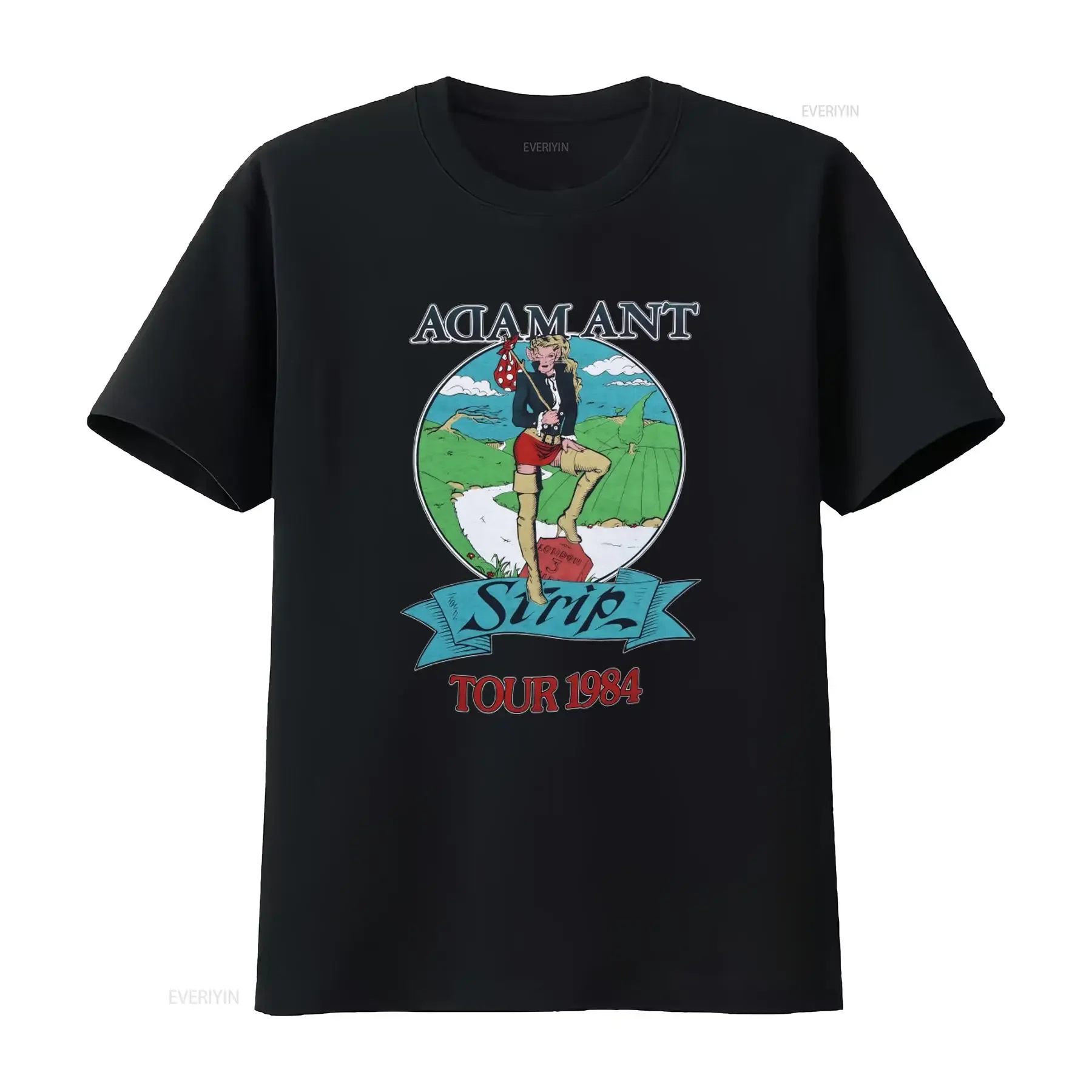 Vintage Adam Ant Black 100 Cotton T Shirt Size S To 4XL Strip Tour 1984 Print Fashion vintage Washed Versatile Slightly Casual