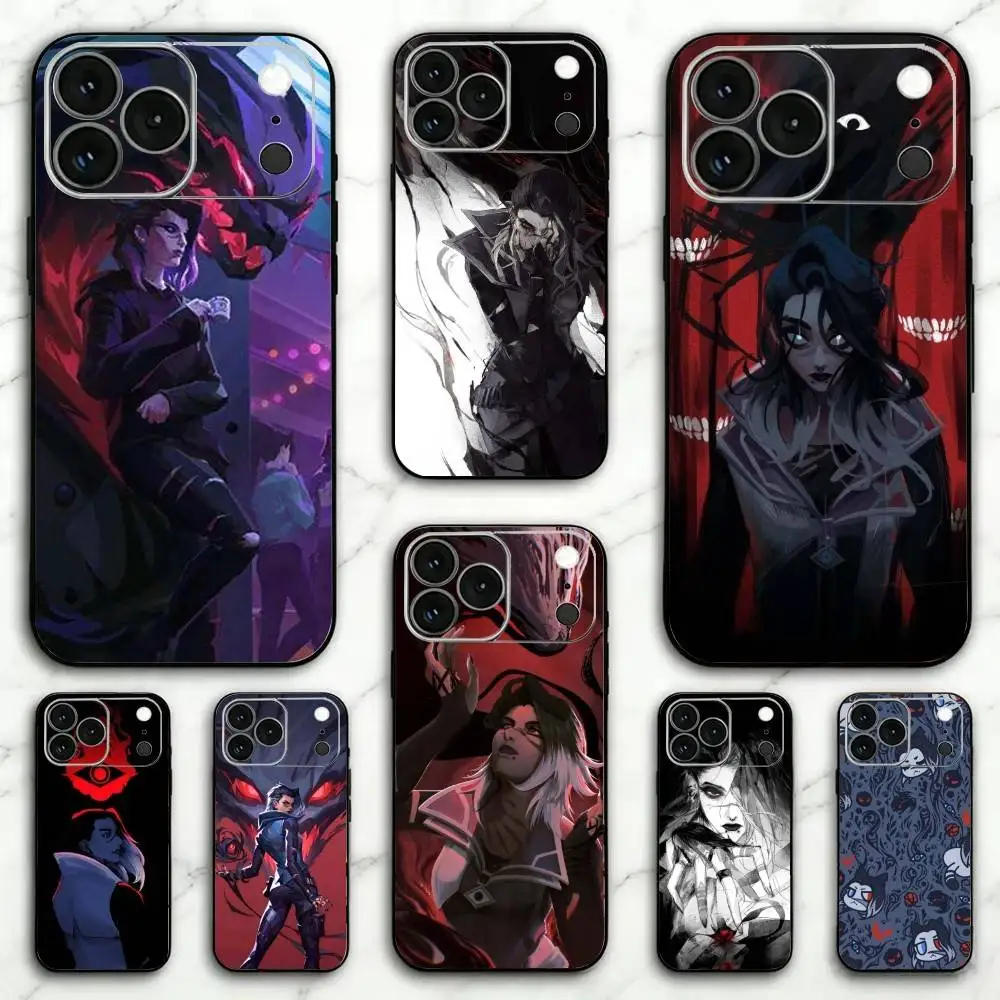 

V -Valorant fade Painting Phone Case For iPhone 17, 16,15,14,13,12,11 Plus,Pro Max, Others Soft Black Cover