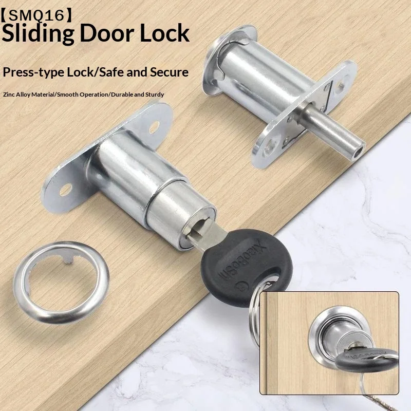 Press Type Sliding Door Lock Zinc Alloy Plunger Lock For Cabinet Drawer And Wardrobe Security【SMQ】