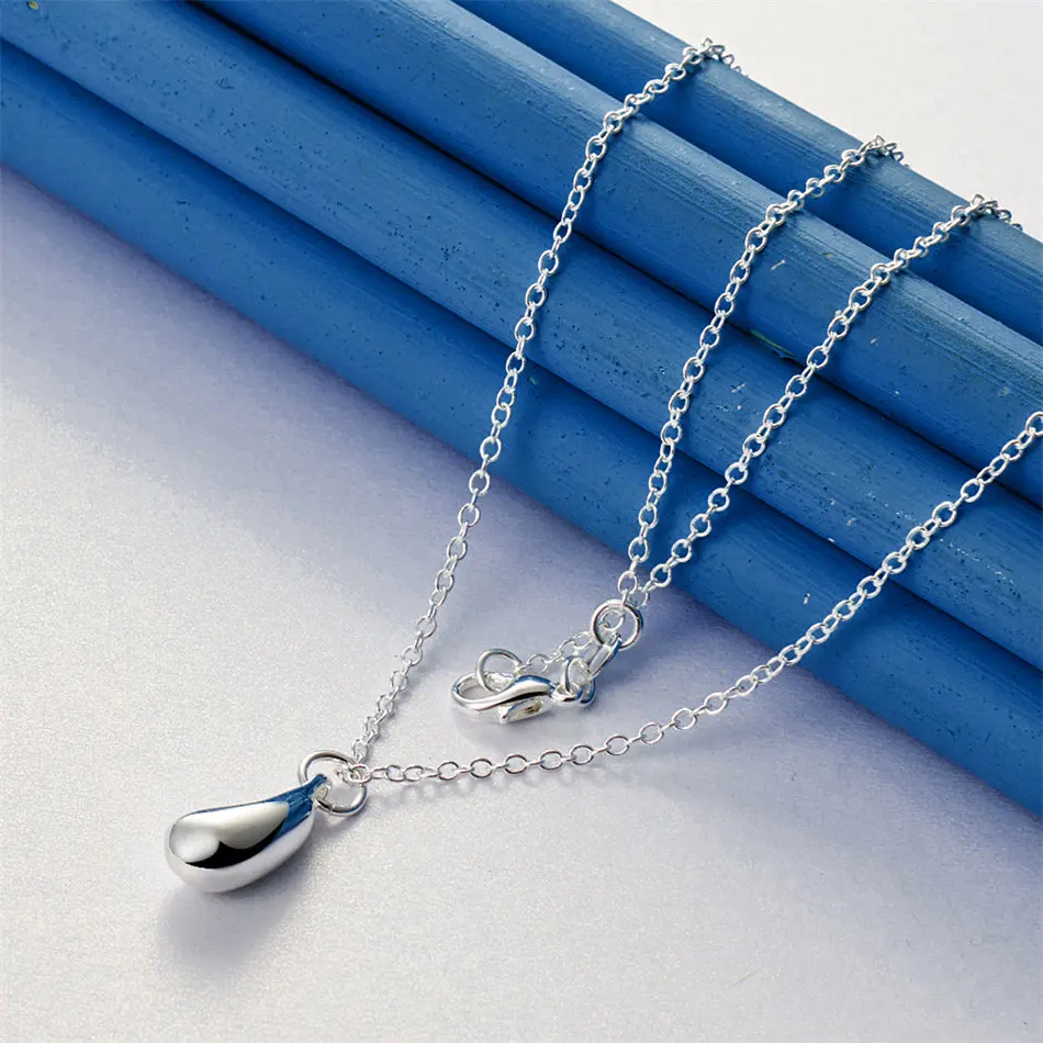 925 sterling silver 16-30 inch exquisite water droplet pendant necklace for women's wedding fashion accessories jewelry
