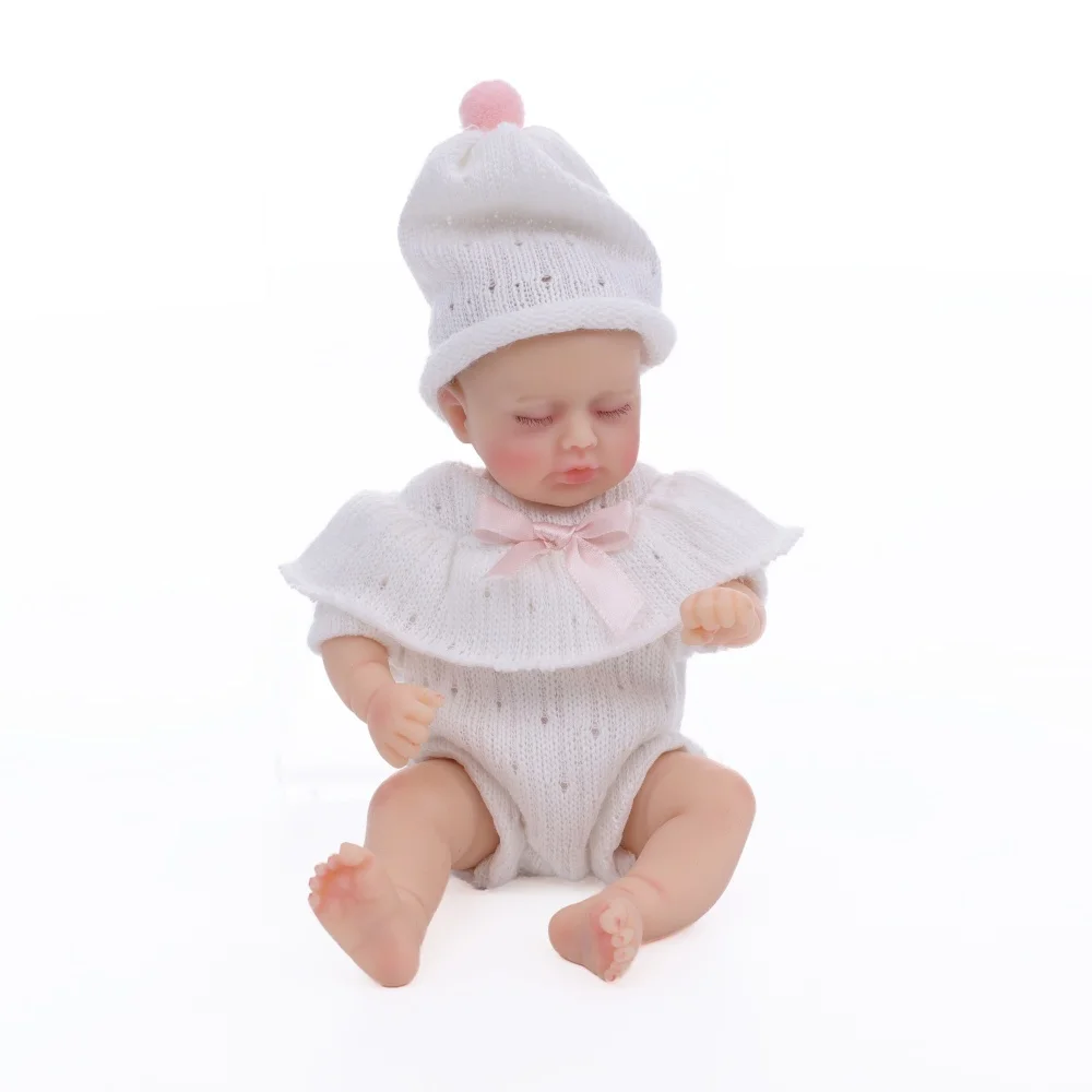 

Cloveray 8-inch Original Kawaii Full Body Solid Silicone Realistic Reborn Baby Doll Super Cute Soft Silicone Doll Kid Xmas Gift