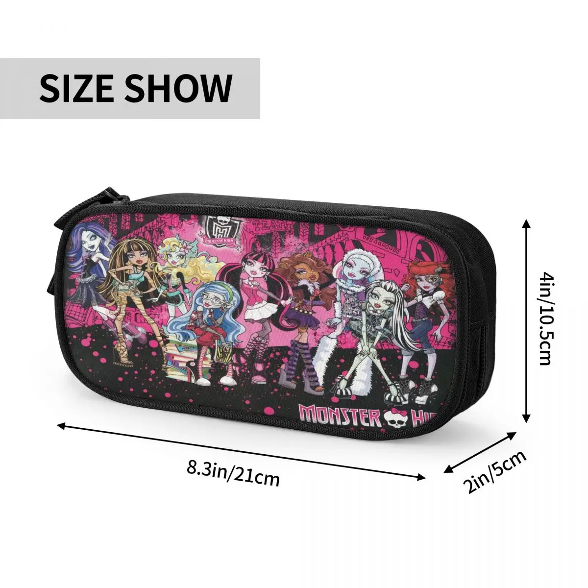 Imagem -06 - Fun Monster High Collage Pencil Cases Estojos Anime para Crianças Bolsa de Caneta de Grande Capacidade para Estudantes Papelaria Escolar