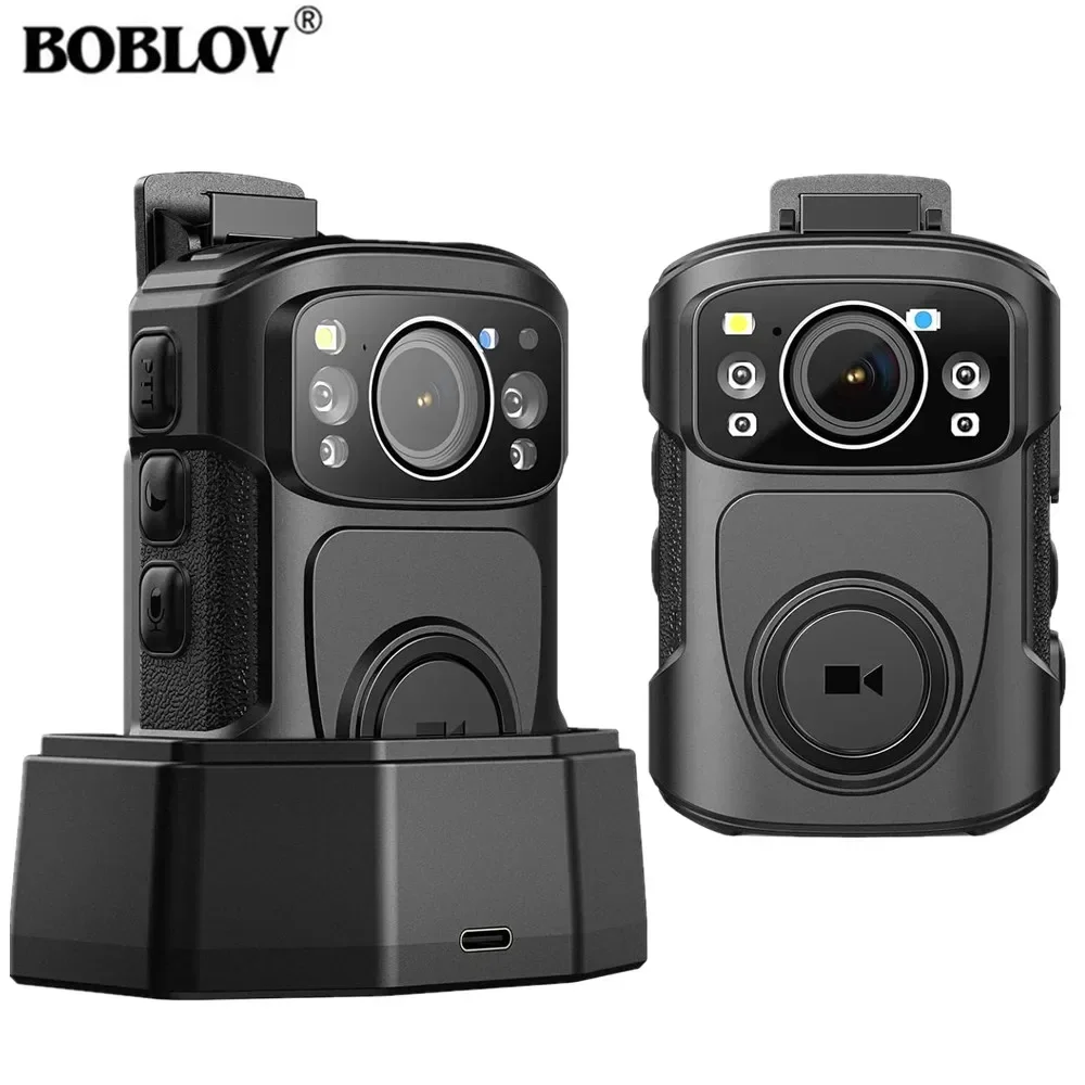 BOBLOV B4K5 4K Body Camera IP68 GPS Bodycam 128GB Police Camera 2160P Video Record Charging Dock Night Vision Mini Camera