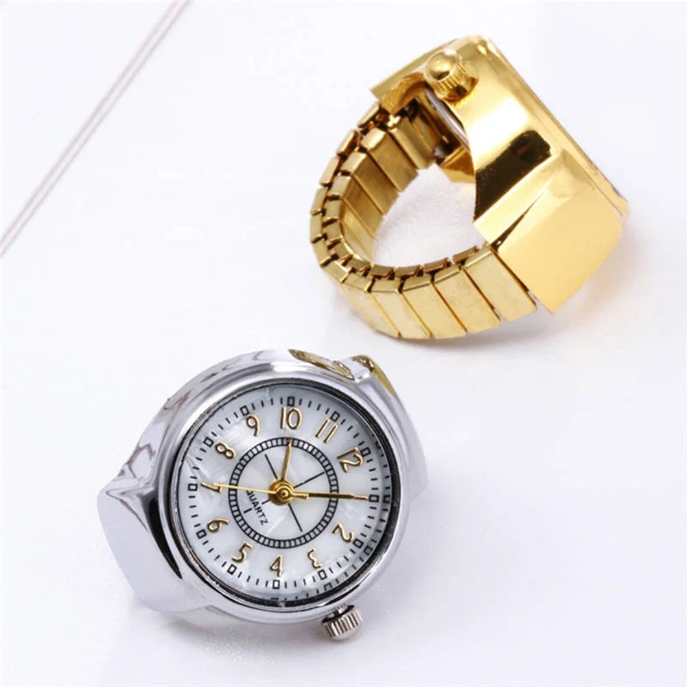 Mini Vintage Punk Quartz Finger Watch Ring for Women Men Gothic Watches Rings Digital Watch Elastic Stretchy Rings Jewelry Clock