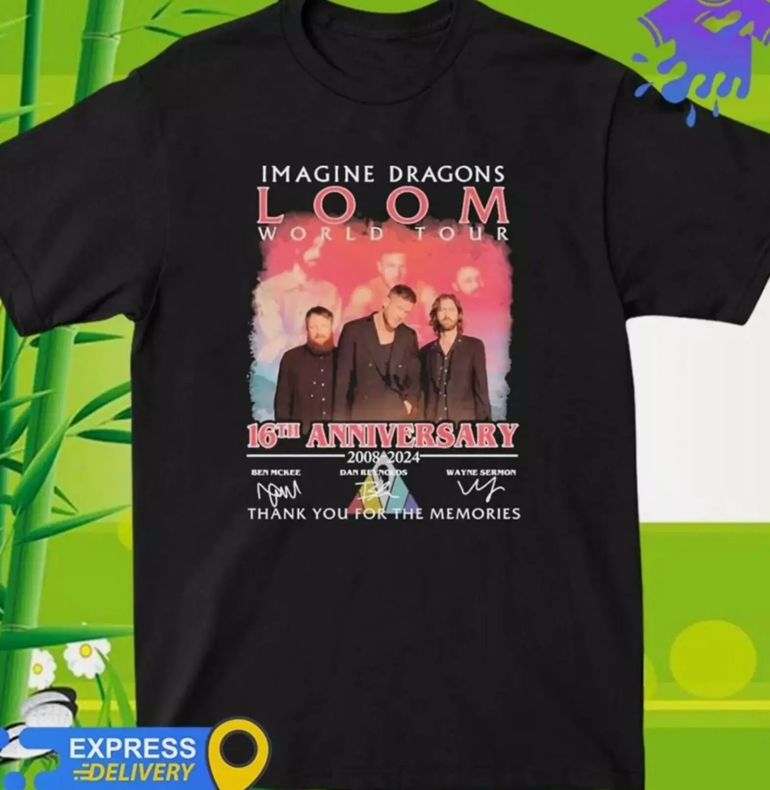 Imagine Dragons 2024 Loom World Tour 16th Signatures T Shirt S-5XL