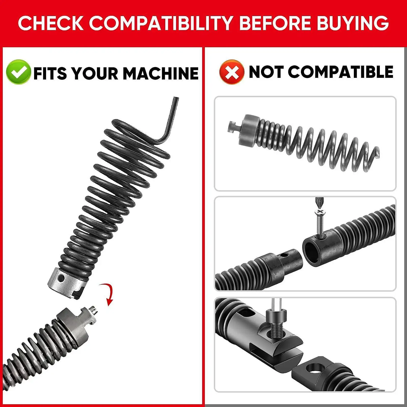 Versatile Drain Auger Attachment Set for Plumbing Tools Professional Pipe Cleaner for Home and Office