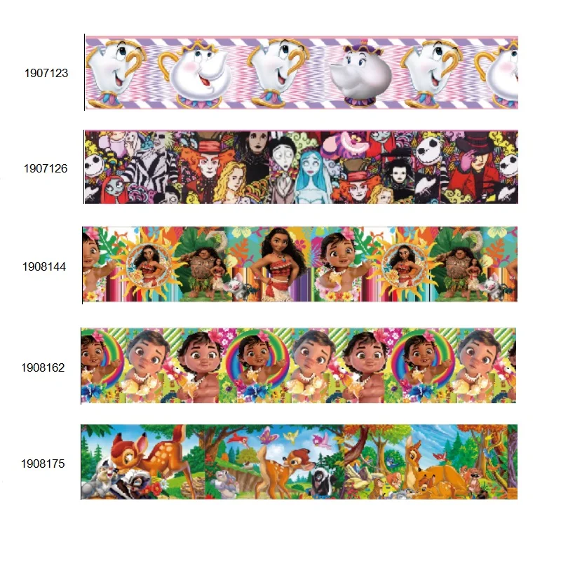 Disney Grosgrain Ribbon Printed Moana Bambi Cartoon 25mm for Hairbows DIY 10yards