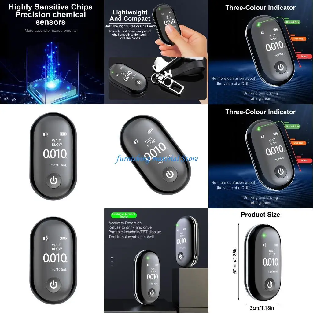 

Y5GD Tester Professional Breath Tester Rechargeable Breathalyzer