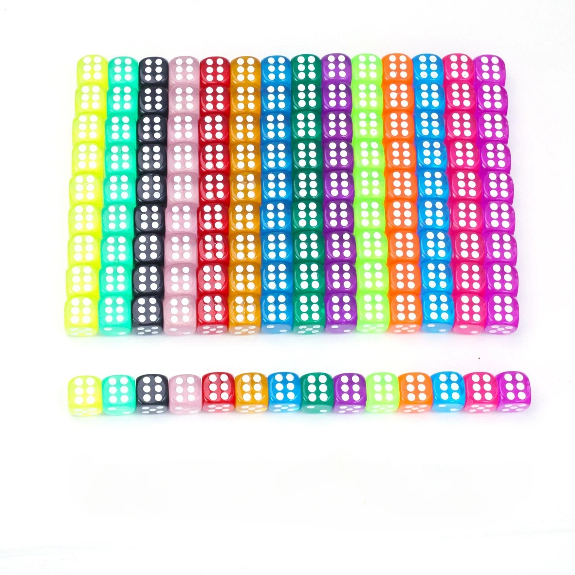 10 pz/50 pz dadi arrotondati trasparenti colorati D6 14mm Set di dadi colorati schermo di intrattenimento dadi colorati