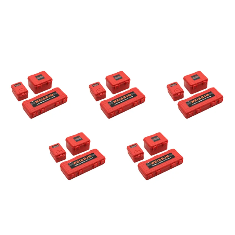 FBIL-15szt Plastikowe pudełko do przechowywania narzędzi do dekoracji samochodów RC dla Traxxas Trx4 Axial Scx10 90046 D90 1/10 Akcesoria do gąsienic RC Czerwone