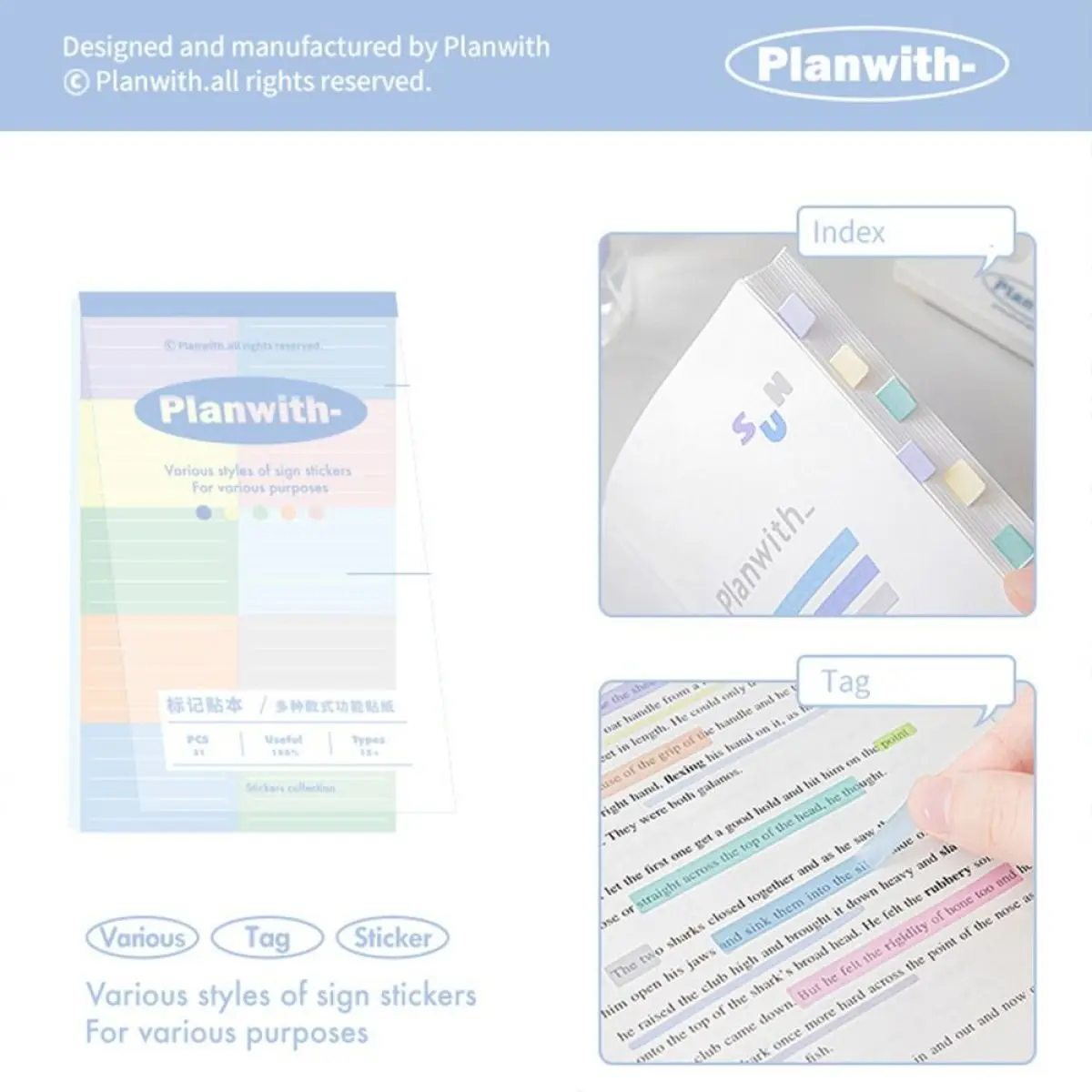 32 Sheets Multicunftion Stickers Kawaii Planner Index Labels Classification Mark Number Date Daily Planner Korean Stationery