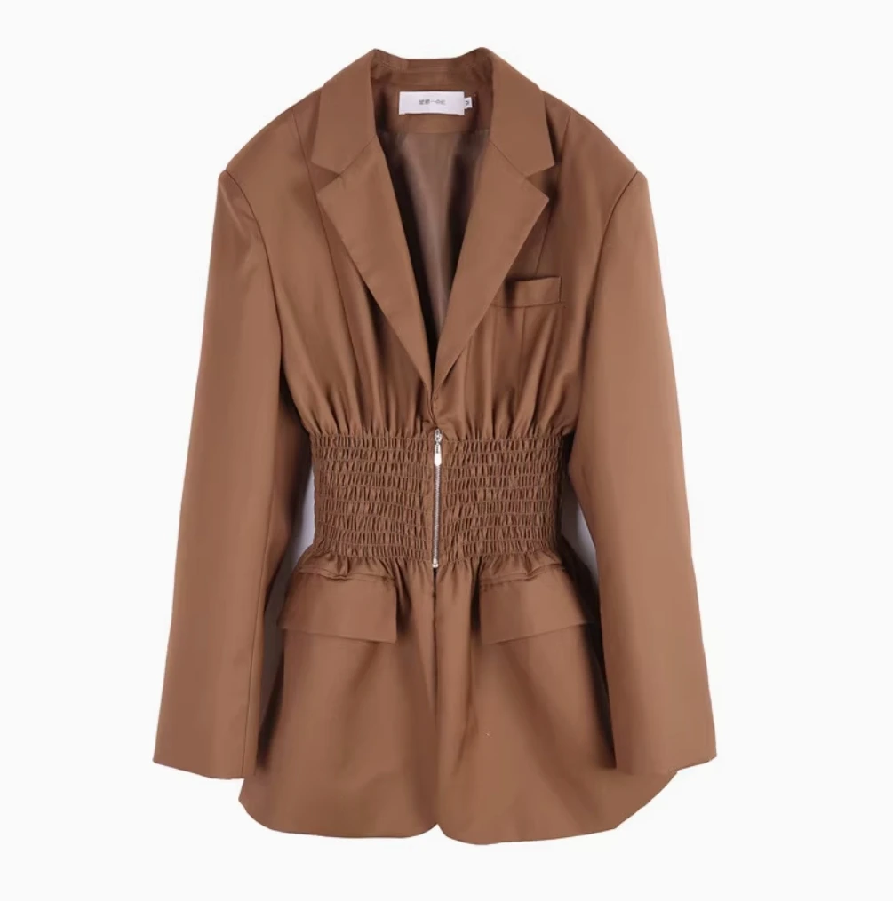 SuperAen แจ็คเก็ตหนังผู้หญิงฤดูใบไม้ผลิและฤดูใบไม้ร่วง 2025 ใหม่หลวมสั้นแฟชั่นแจ็คเก็ตหนัง PU